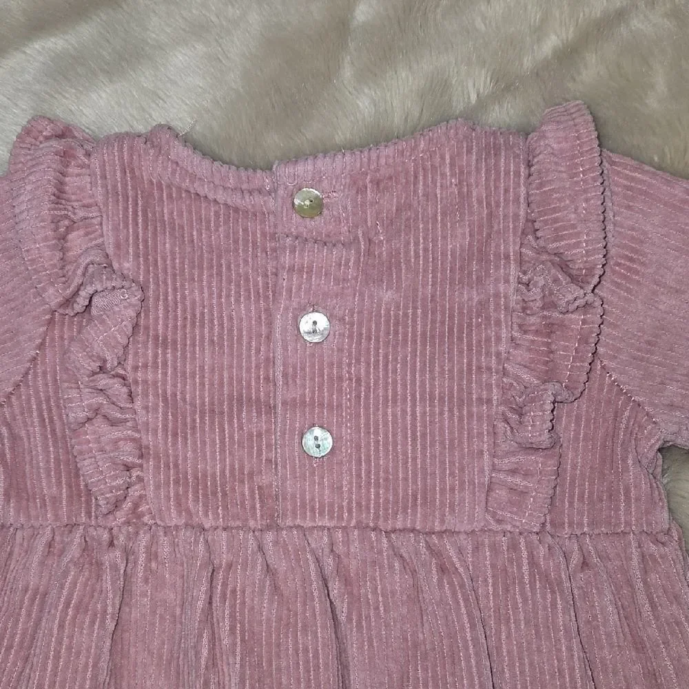 MUD PIE DUSTY PINK CORDUROY ROMPER, SIZE 3-6 MONTHS